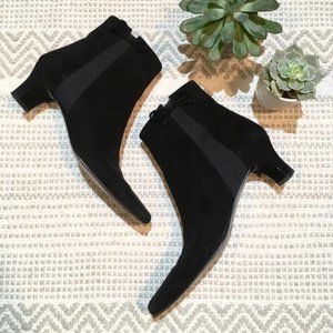 Vintage Ferragamo Black Suede Ankle Boots